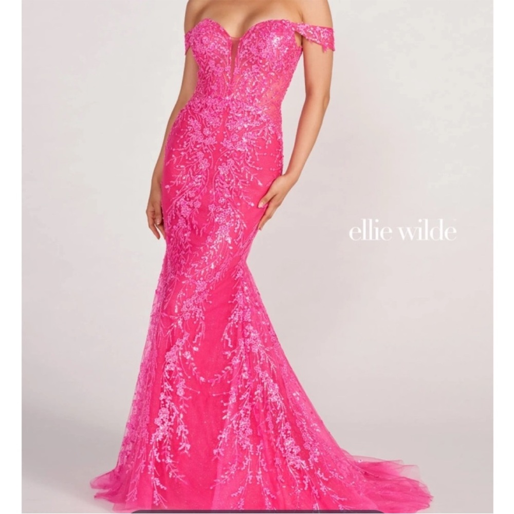 Ellie Wilde Pink Off-Shoulder formal dress